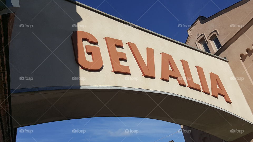 Gevalia sign. Gevalia is a maker of Coffee in Gävle, Sweden.