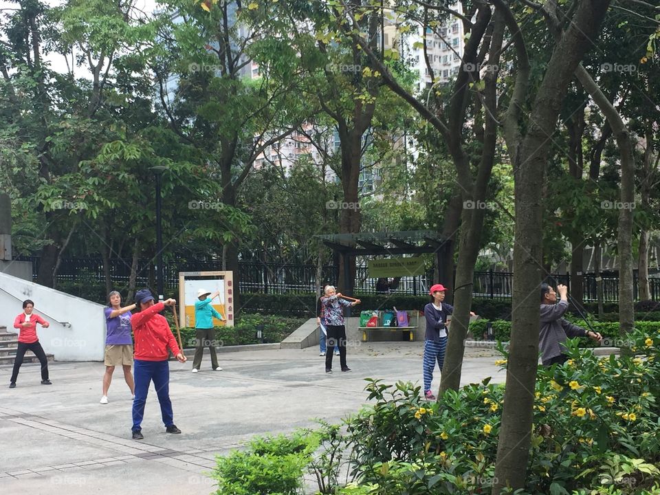 Hong Kong, Mongkok-Cherry Street Park, Yoga- Morning Class