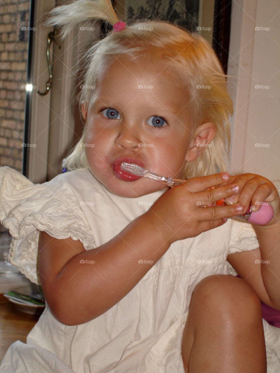 cute. girl. toothbrush. blonde. pretty. denmark. blue eyes. by snutten