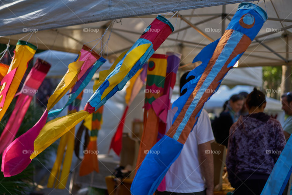 From behind the kites