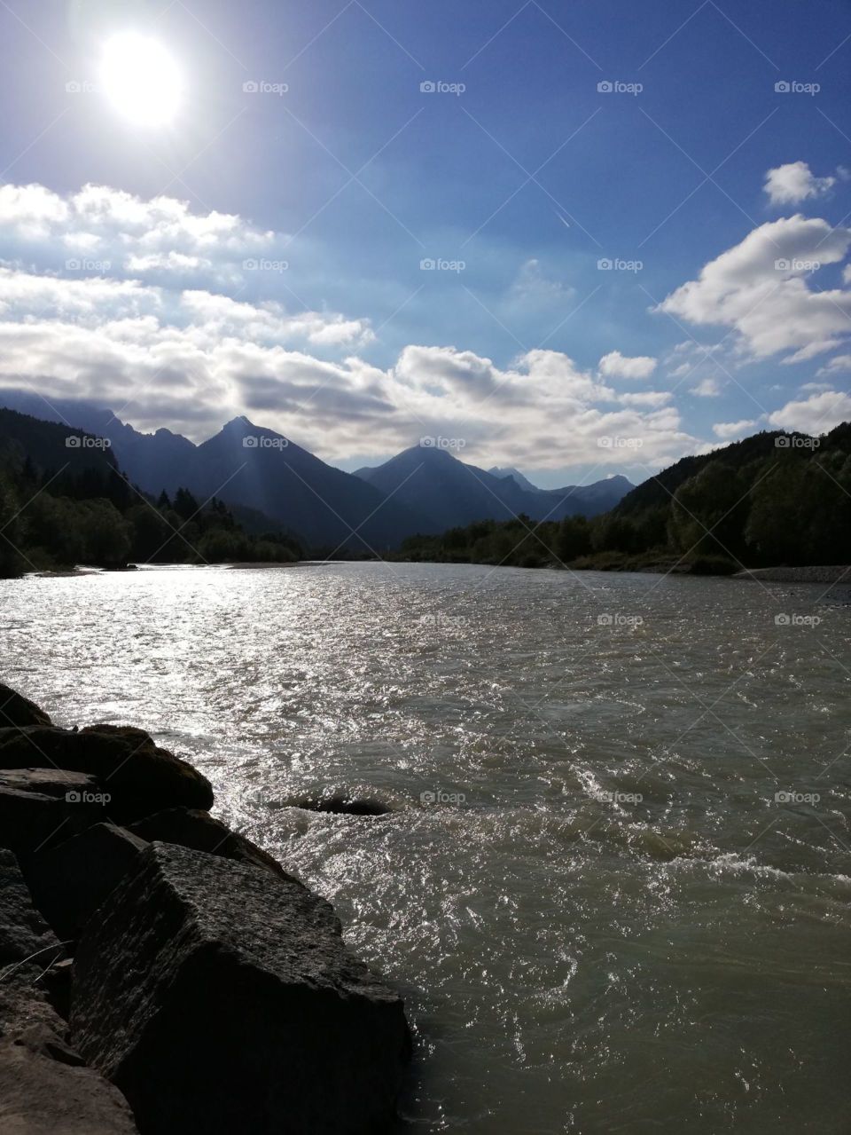 mountain lake sky clouds view germany