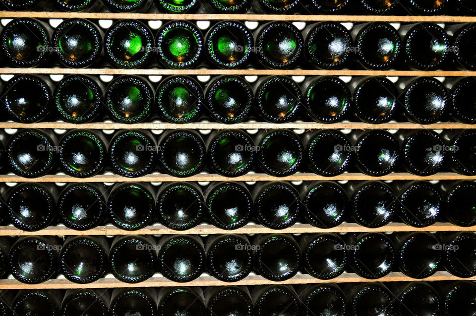 Wine bottles in a row