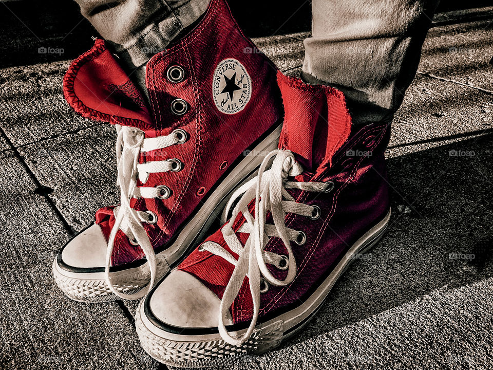 Red Converse shoes