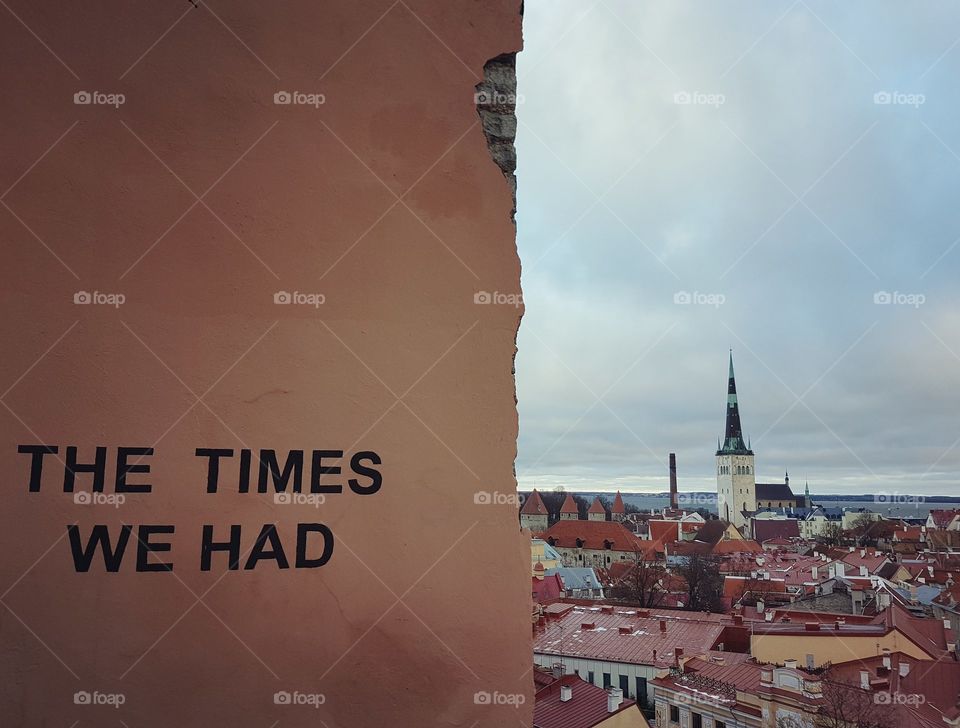 "The Times We Had" with the view of Tallinn old town, Estonia