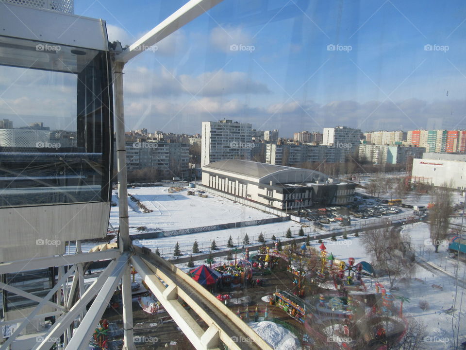 Ferris wheel is an attraction in the city of Voronezh, Russia