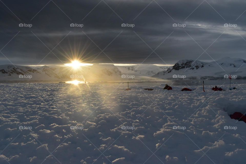 Antarctic Sunrise - camping in the ice