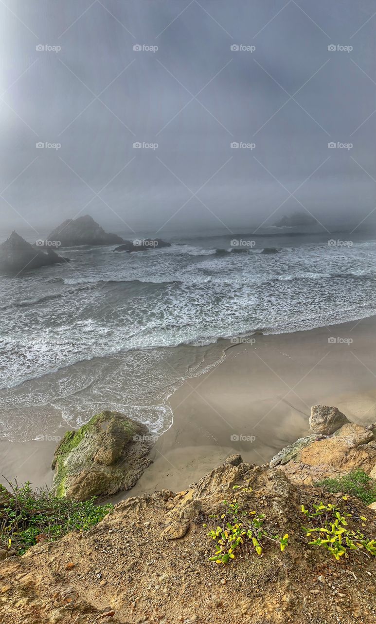 Mile Rock Beach at Lands End, San Francisco, California