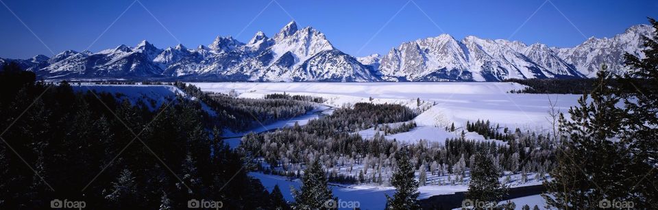 Scenics view of mountains during winter