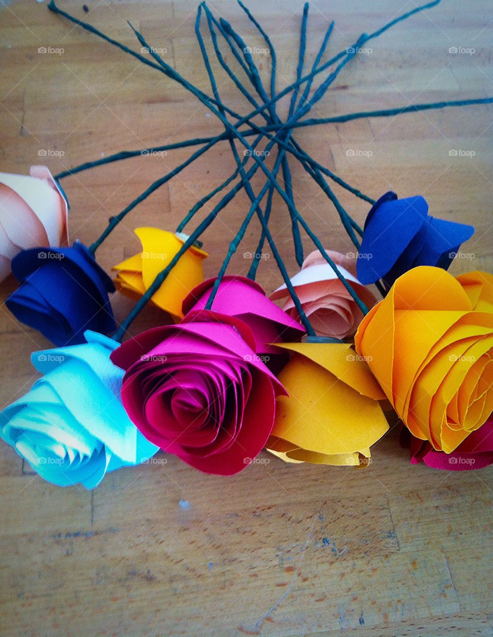 Paper flowers. Colorful paper roses