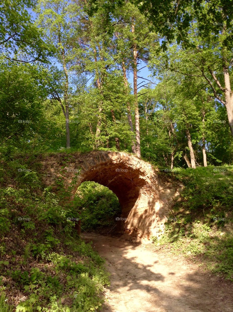 An old stone bridge in the park