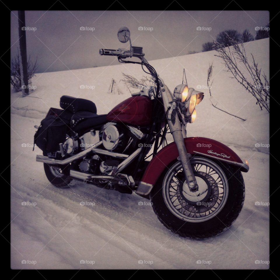 snow winter harley davidson norway by mortenwien