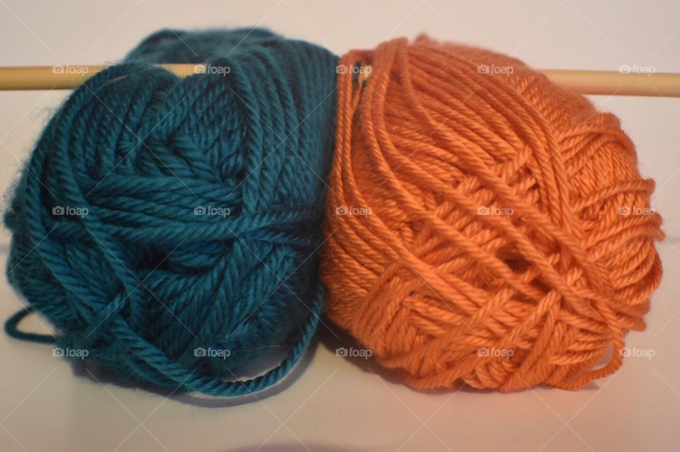 Orange , blue , yarn , crafts 