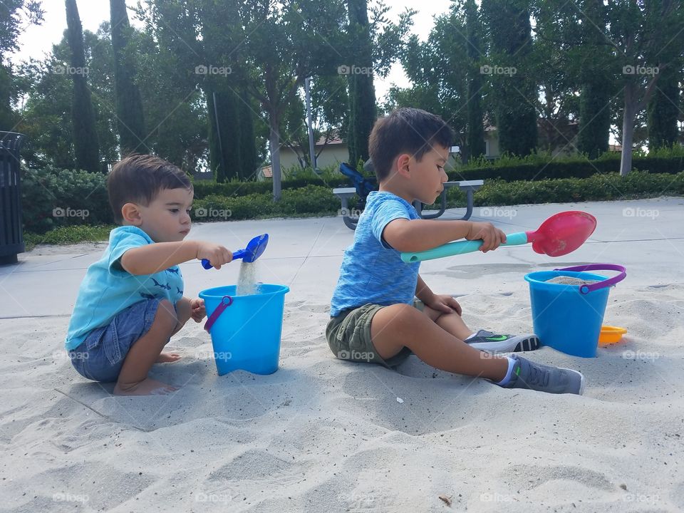 playing in sand