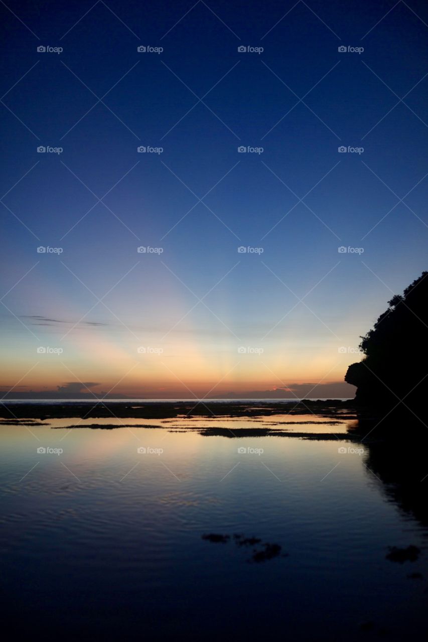 Sunrise on the beaches of Nusa Dua, Bali, Indonesia. 