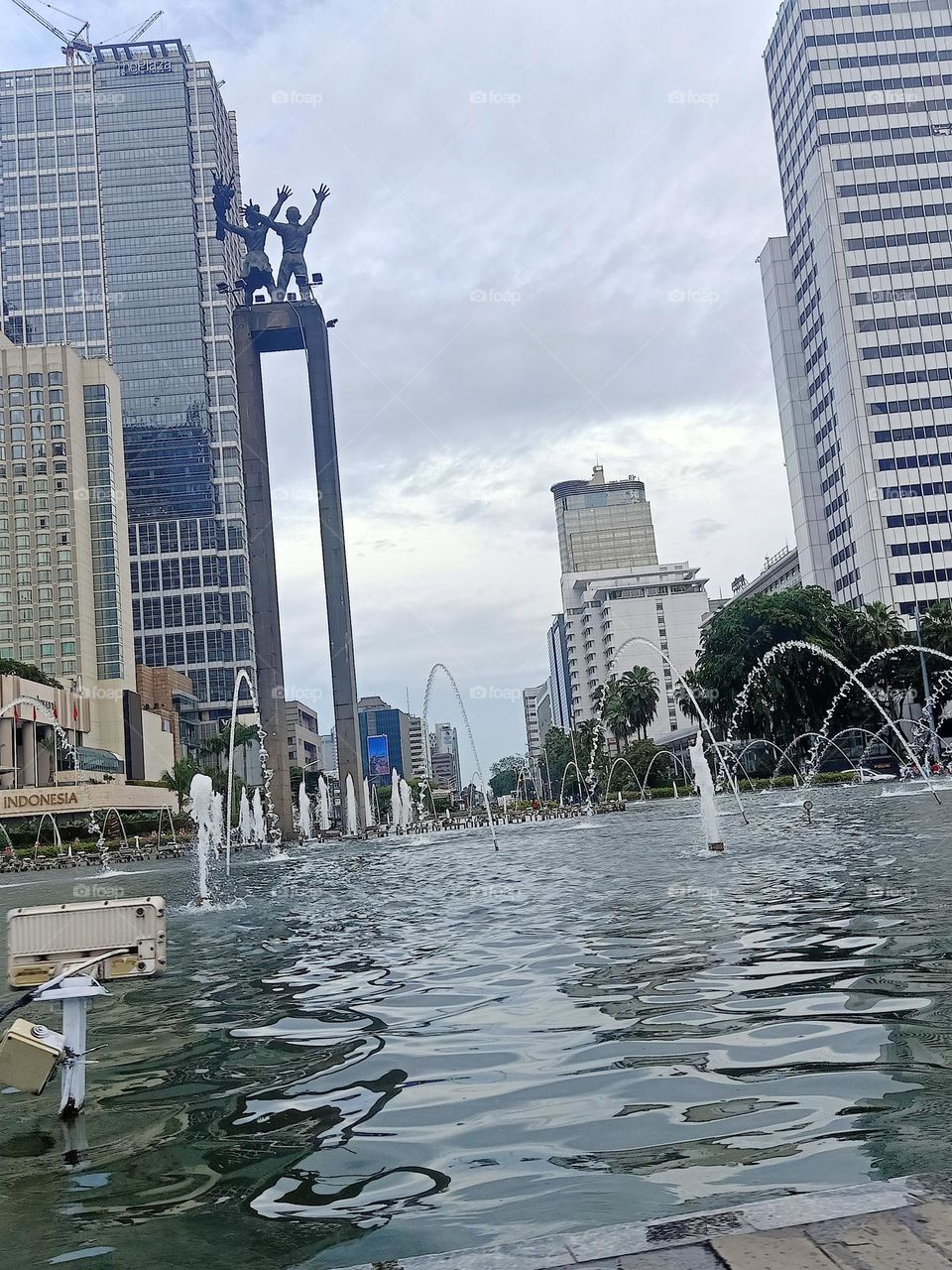 water statue n building