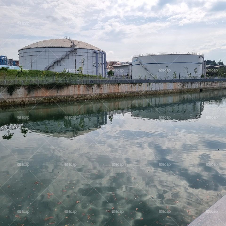 Storage tanks along the Bedok Canal