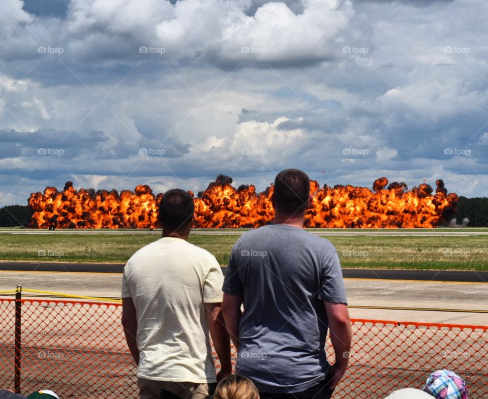 Pyrotechnics at an airshow.
