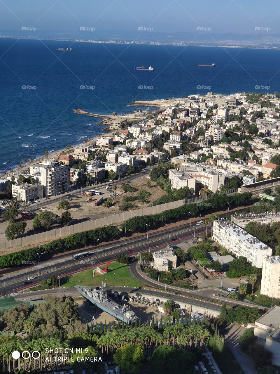 View of Haifa and the sea from a height.