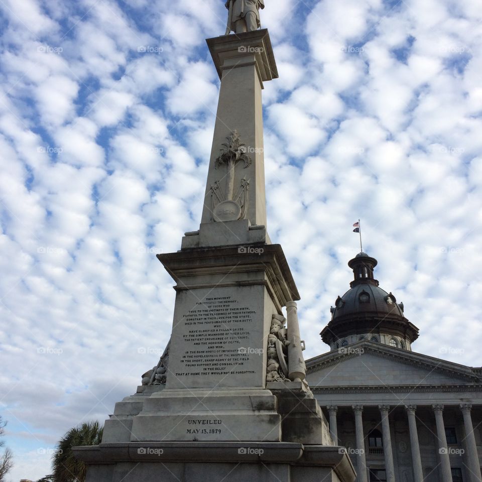 Beautiful clouds in the sky over the state capital in South Carolina. 