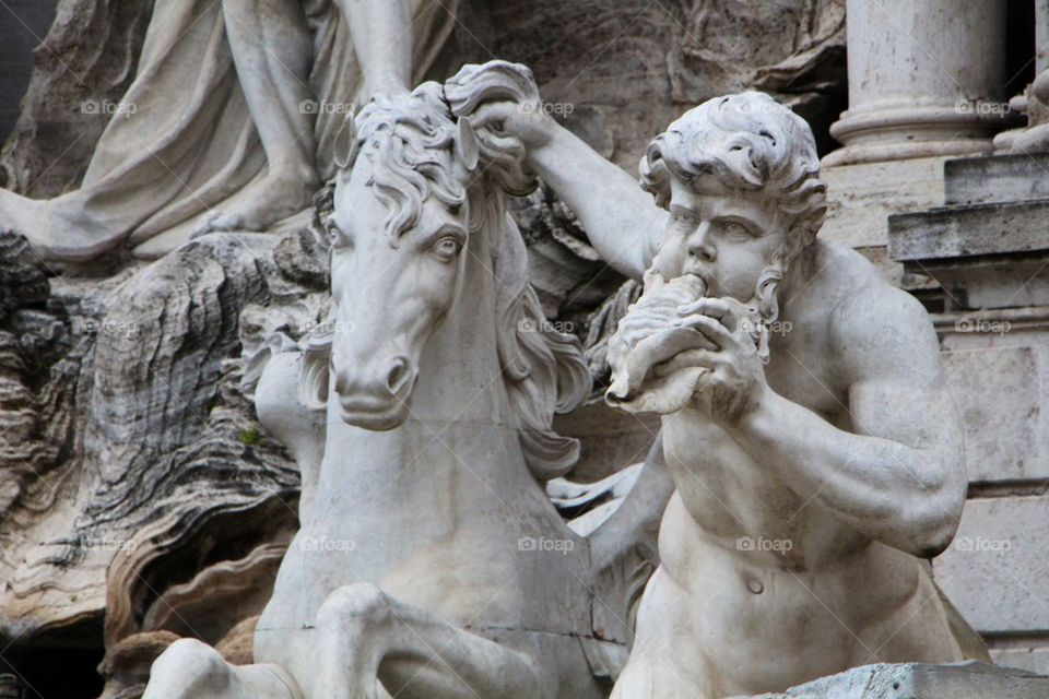 Statue in the Trevie Fountain in Italy