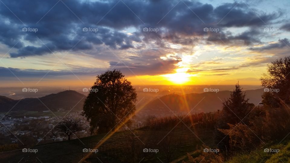 Winter sunset over Como, Italy