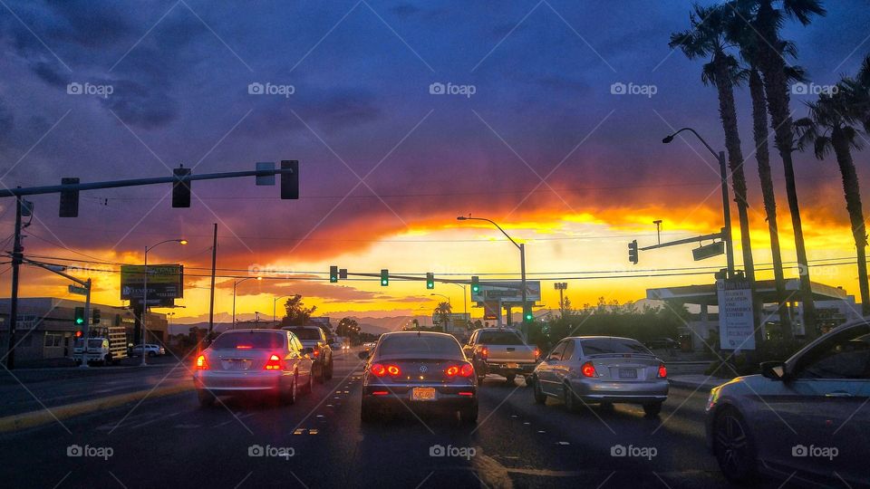 sunset traffic