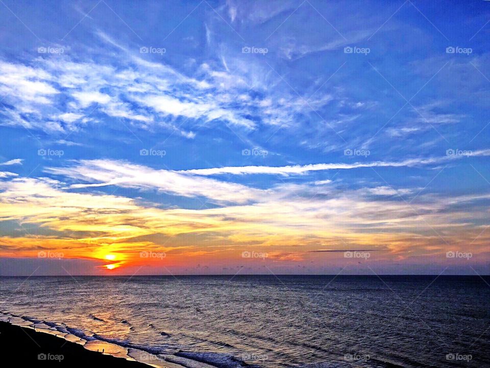 A beautiful sunrise over the Atlantic Ocean in Myrtle Beach South Carolina. 
