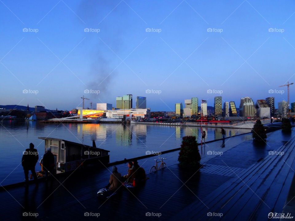 The blue hour and Oslo skyline.