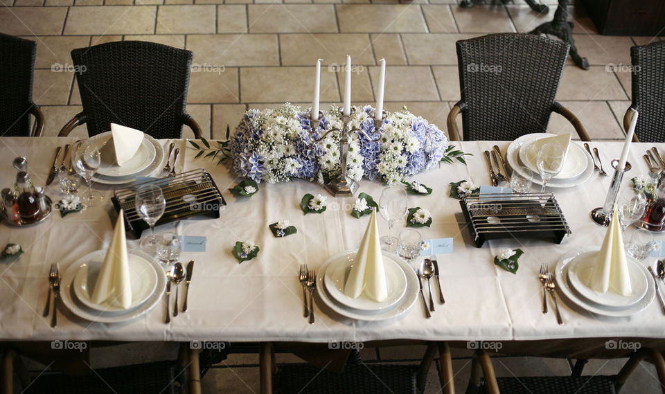 table with wedding decoration