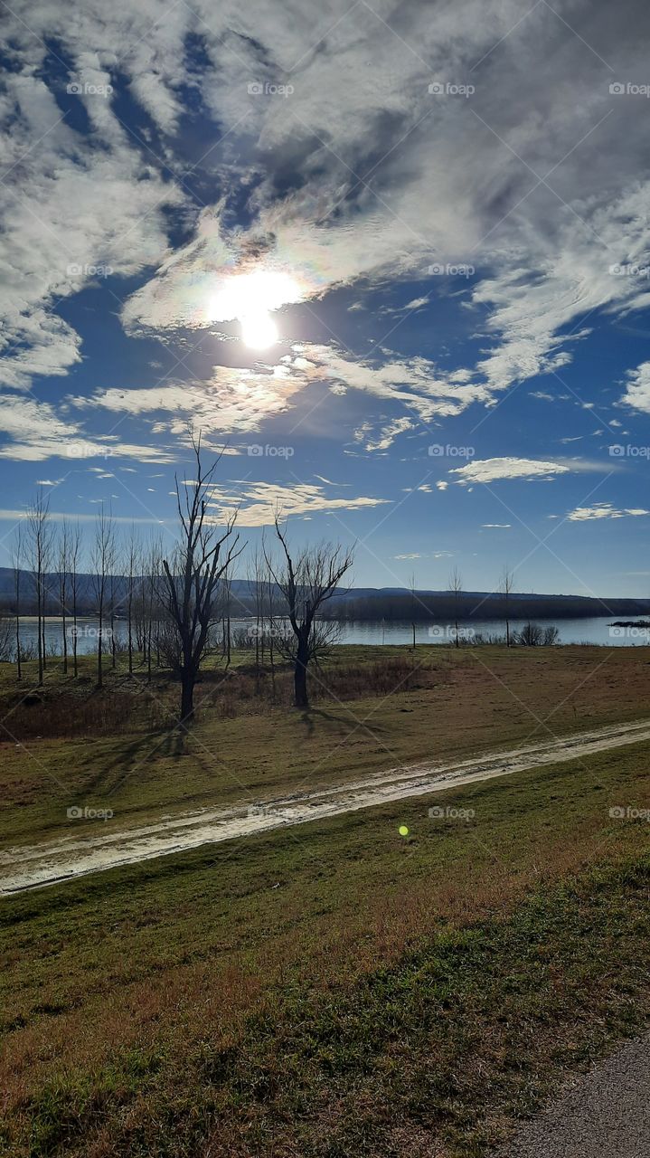 sunny winter day by the Danube river