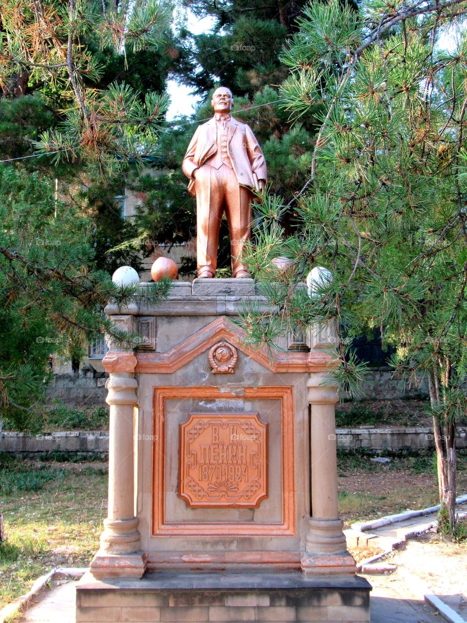 monument to Lenin in the mountain village of Gunib in Dagestan, Russia