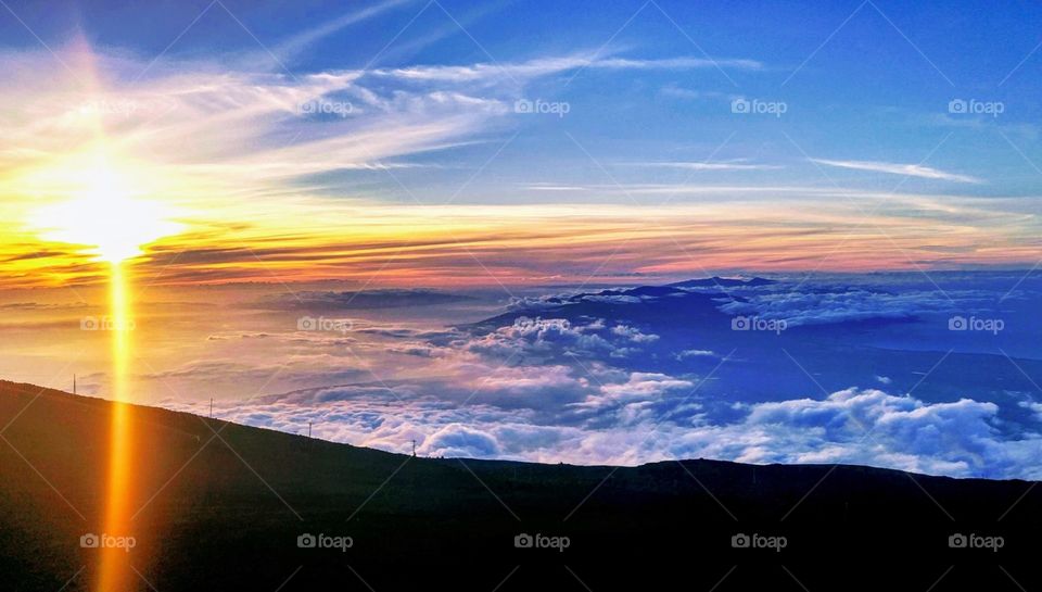 sunset on Mount Haleakala Maui Hawaii