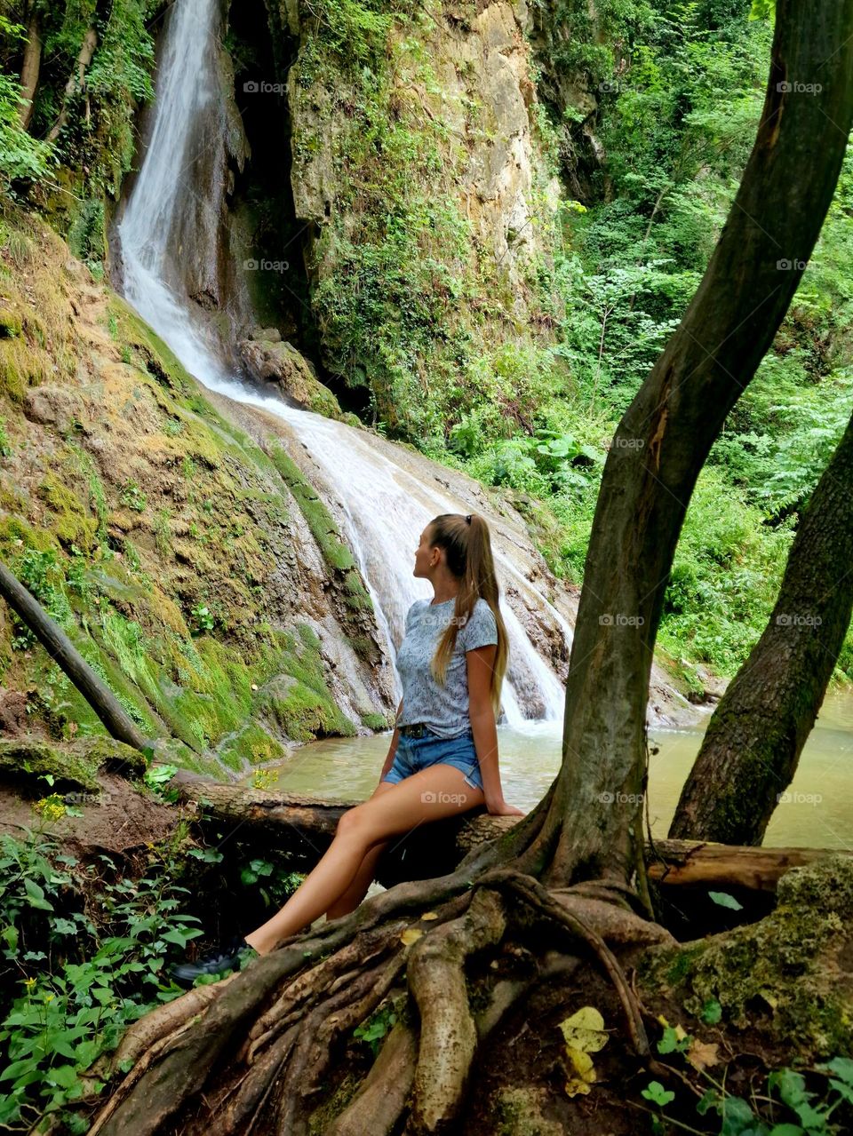 moment of happiness at the Buraul mare waterfall