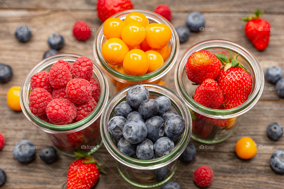 close-up of a berry mix