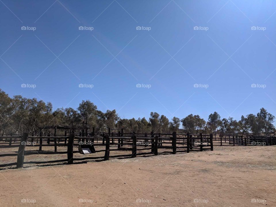 Cattle yard in Aussie outback at Telegraph station