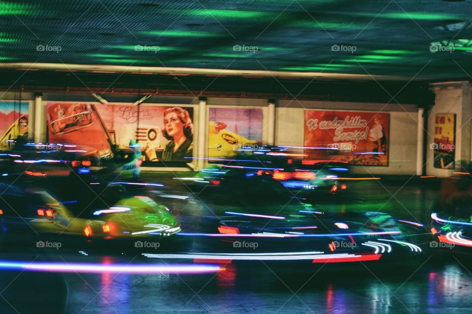 Light trails from bumper cars