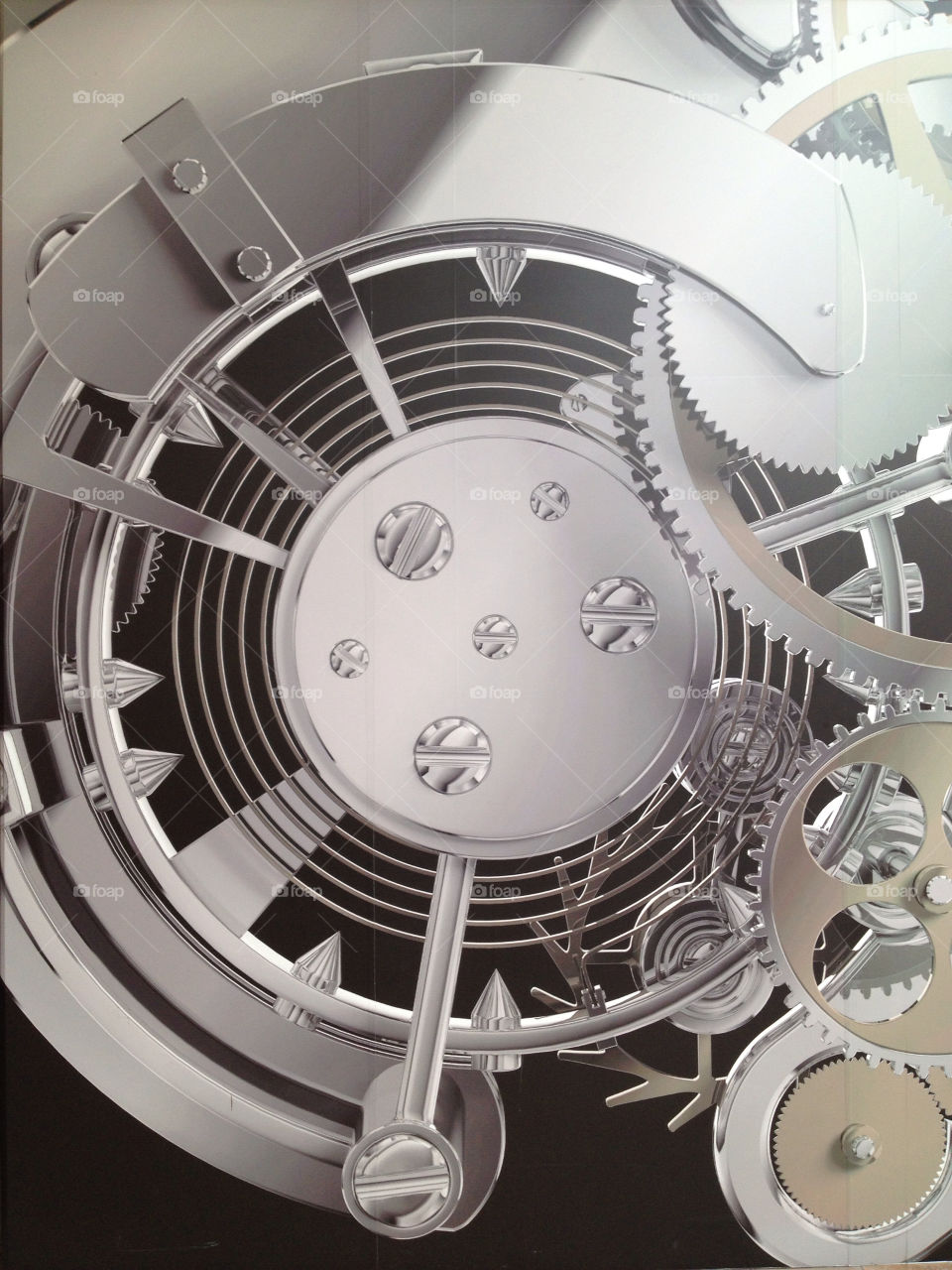 spring clock silver gears by vladimiryleon