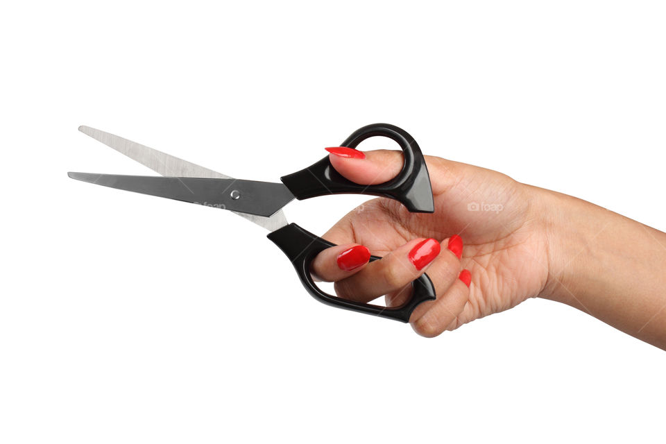 Scissors, Hand, Isolated, Steel, Desktop