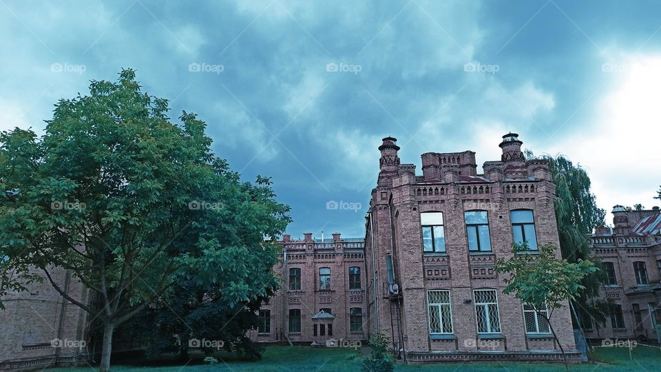 stormy sky over beautiful building