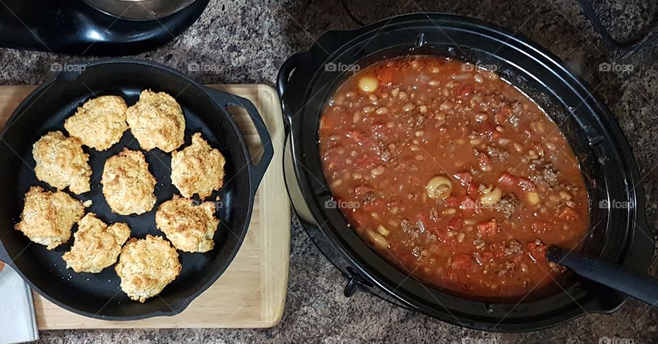 Skillet Biscuits &Chilli