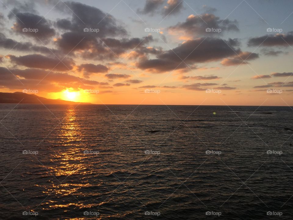 Beautiful relaxing sunset in the Atlantic Ocean 