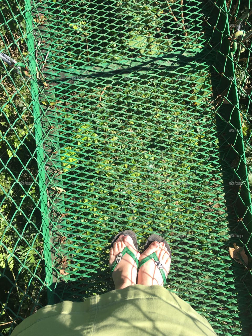 Looking down on the suspension bridge 
