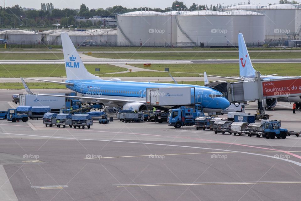 Supplying A KLM Airplane At Schiphol At Amsterdam The Netherlands 25-5-2022
