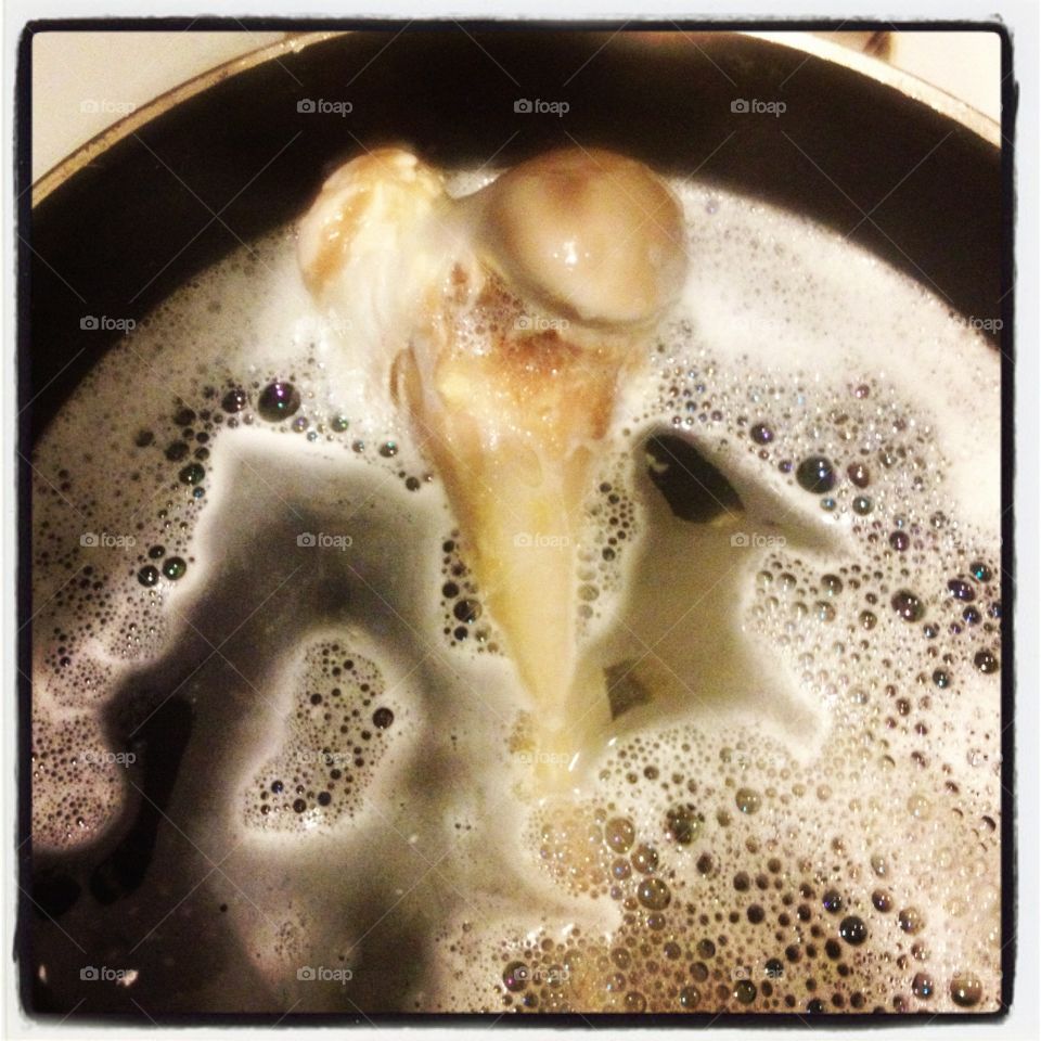 Bones being boiled