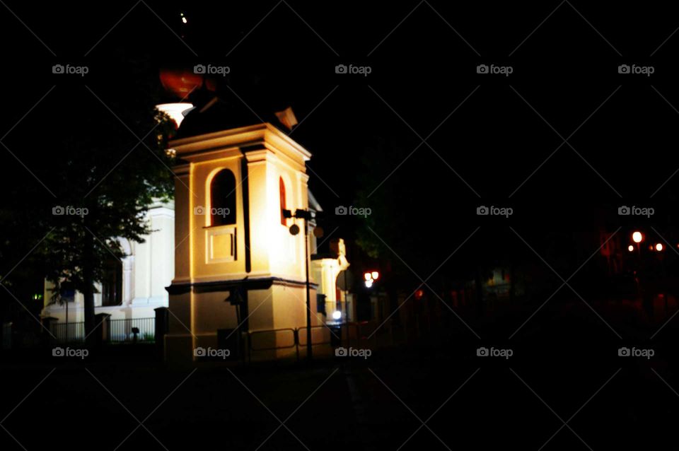 Unique architectural details at night in Poland