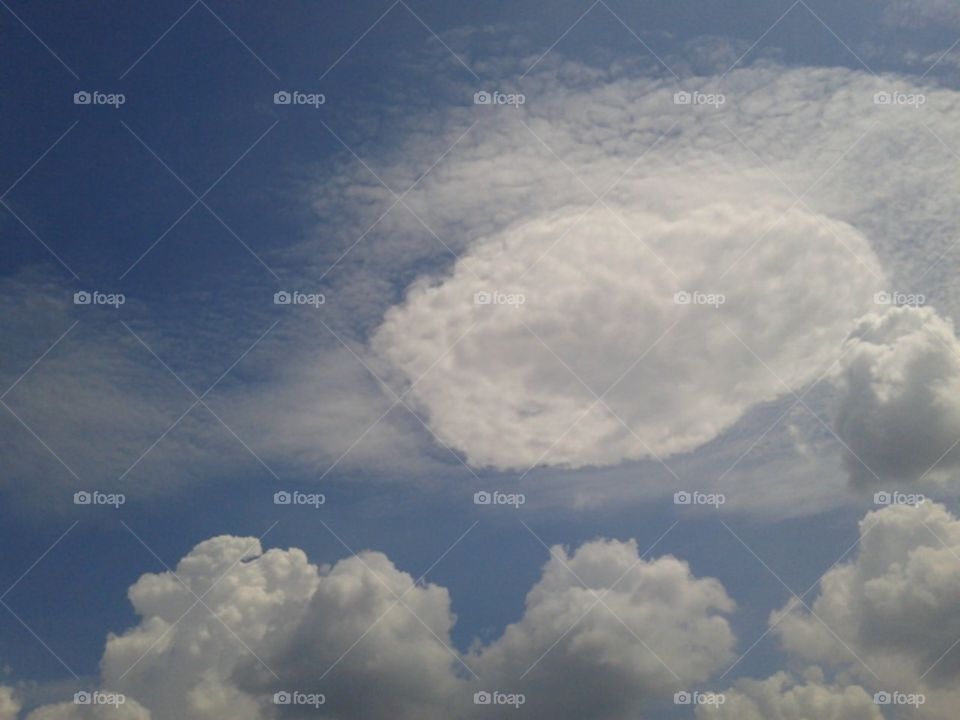 Big footprint in the blue sky.