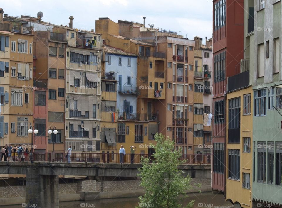 Colored houses in Girona riverside