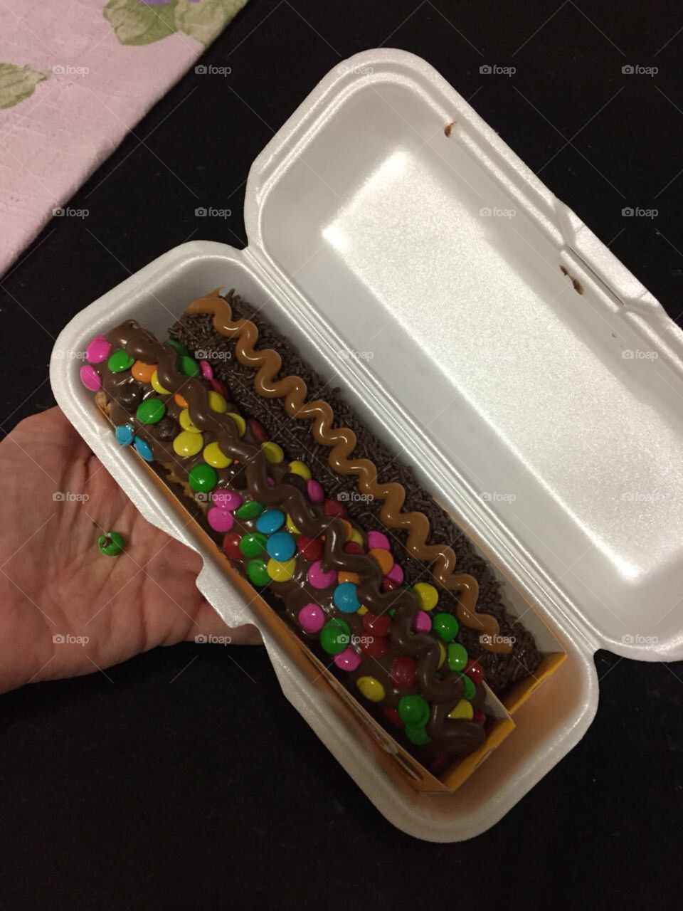 Churros deliciosos! Quem vai querer?
Com M&M e doce de leite!!!