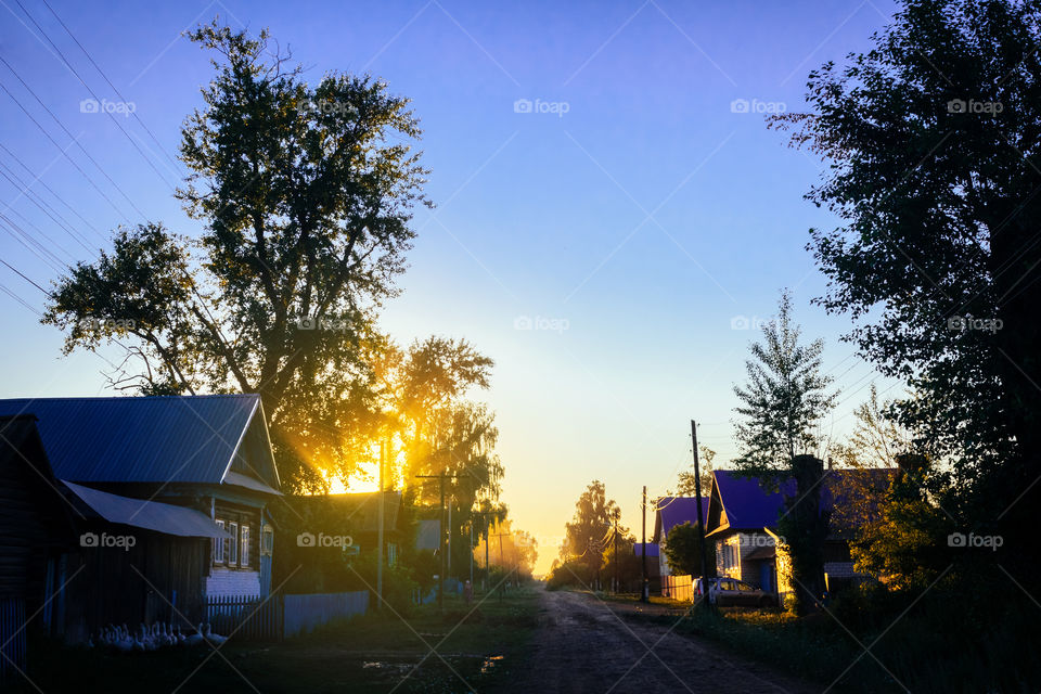 Sunset in the village