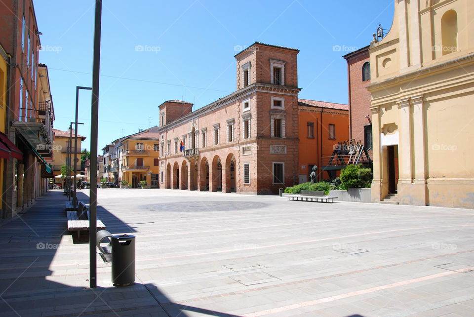 Main square - Castel Bolognese, Ravenna, Emilia Romagna, Italy.